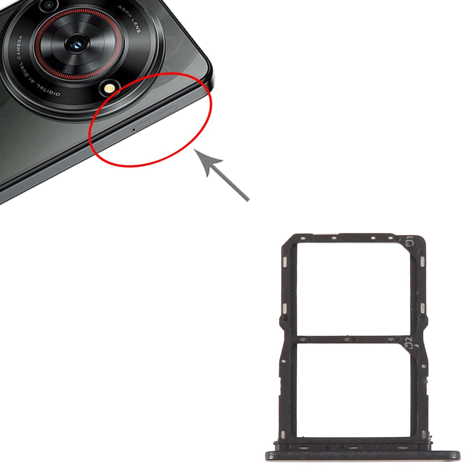 For ZTE Blade A75 5G Z2357N SIM Card Tray + SIM Card Tray (Black)