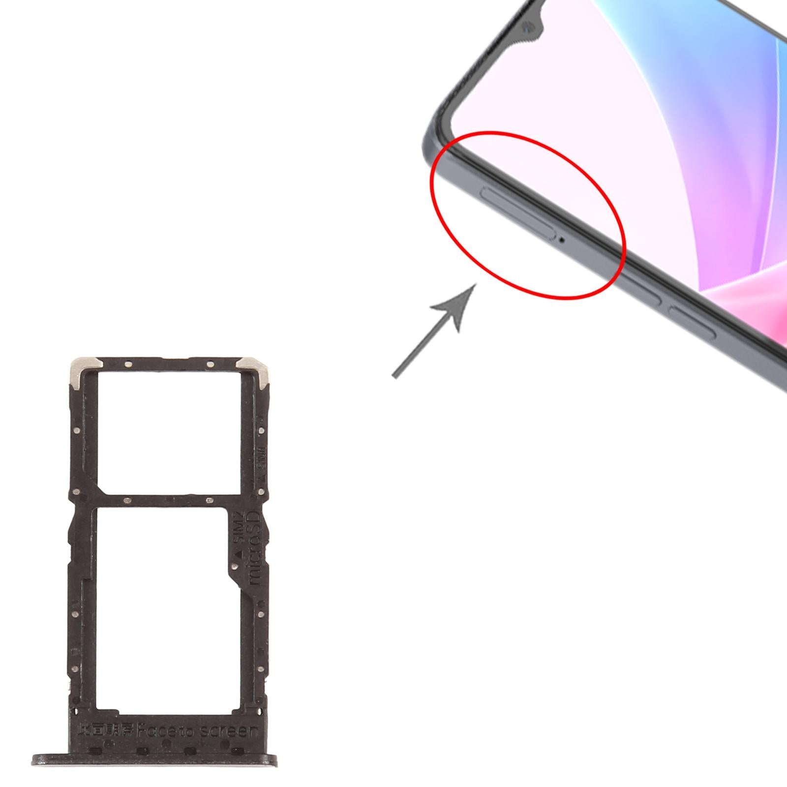 For OPPO A78 5G CPH2483 CPH2495 10pcs SIM Card Tray + SIM Card Tray / Micro SD Card Tray (Black)