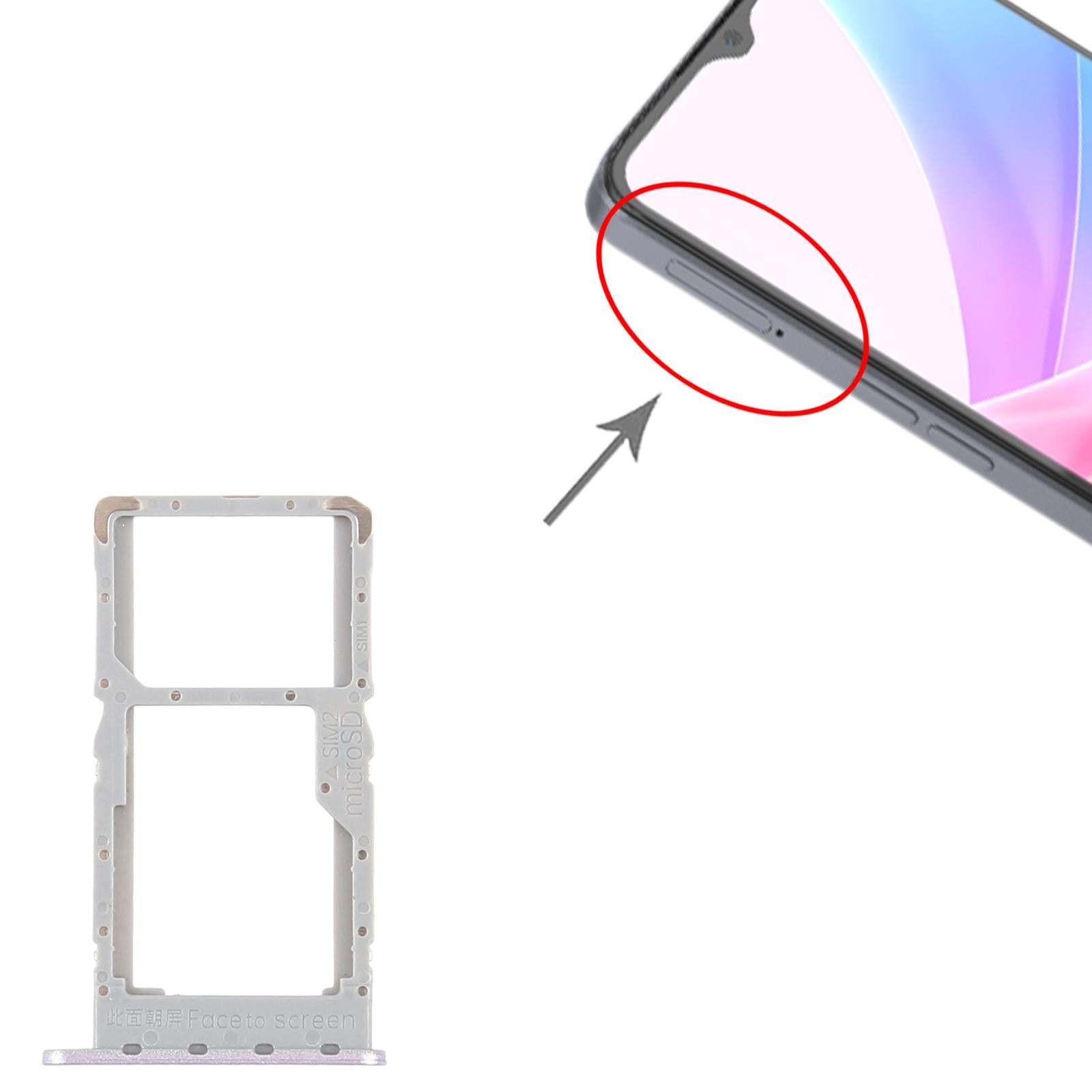 For OPPO A78 5G CPH2483 CPH2495 10pcs SIM Card Tray + SIM Card Tray / Micro SD Card Tray (Purple)