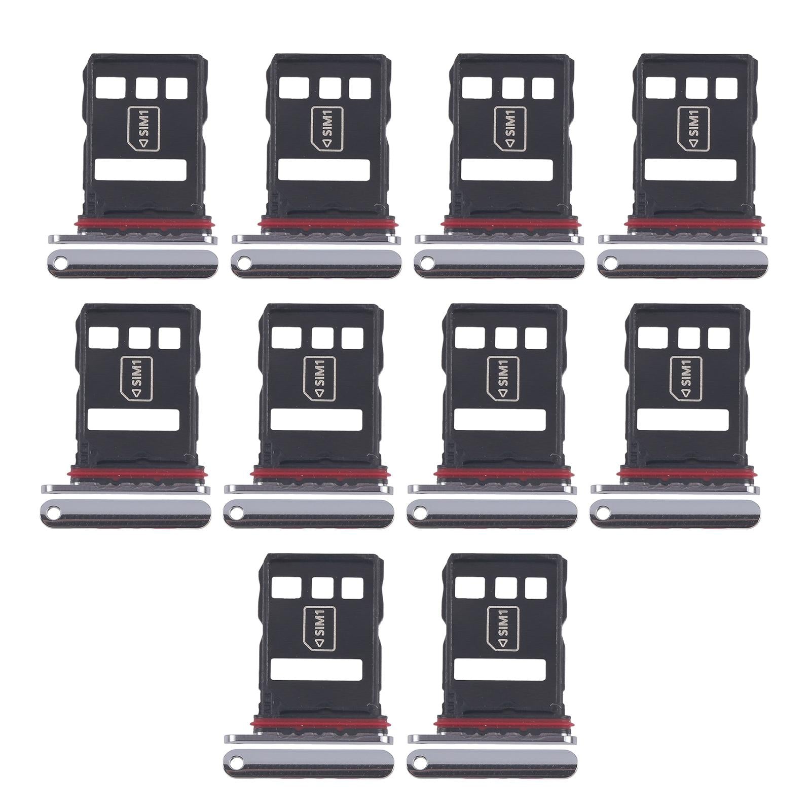 For Huawei Pocket 2 10pcs Original SIM Card Tray + NM Card Tray (Black)