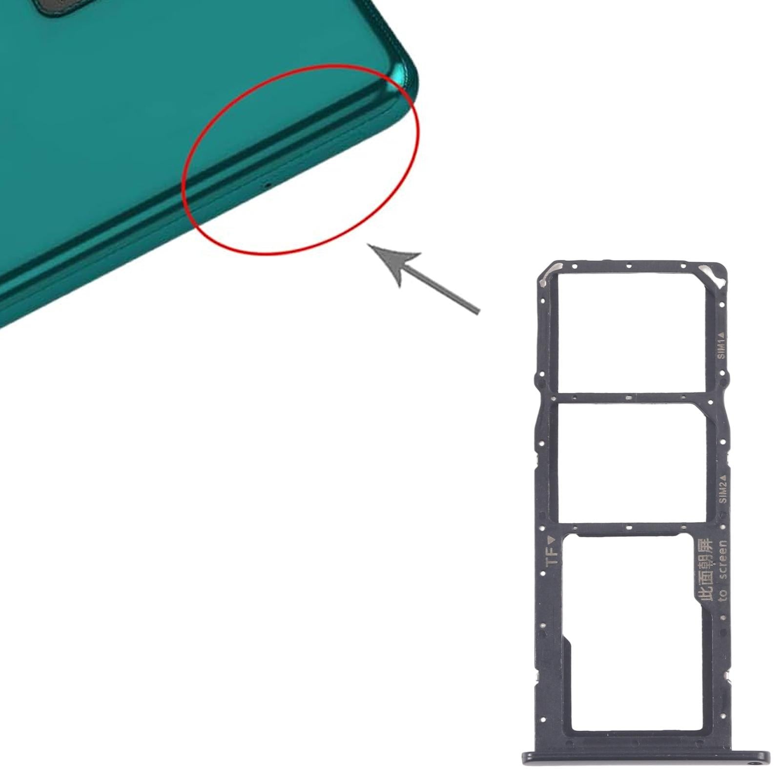 For Huawei Y7a 10pcs Original SIM Card Tray + SIM Card Tray + Micro SD Card Tray (Black)