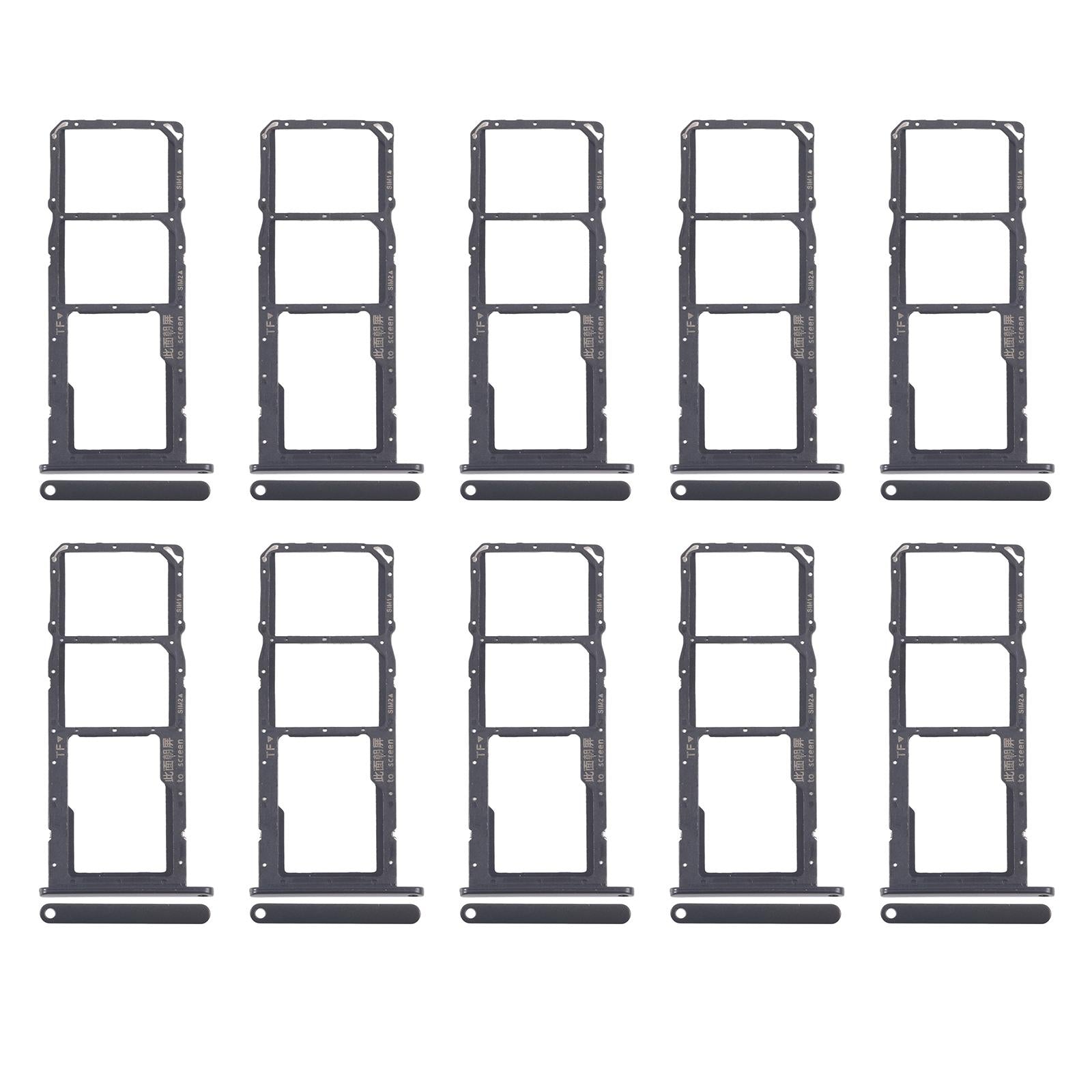 For Huawei Y7a 10pcs Original SIM Card Tray + SIM Card Tray + Micro SD Card Tray (Black)