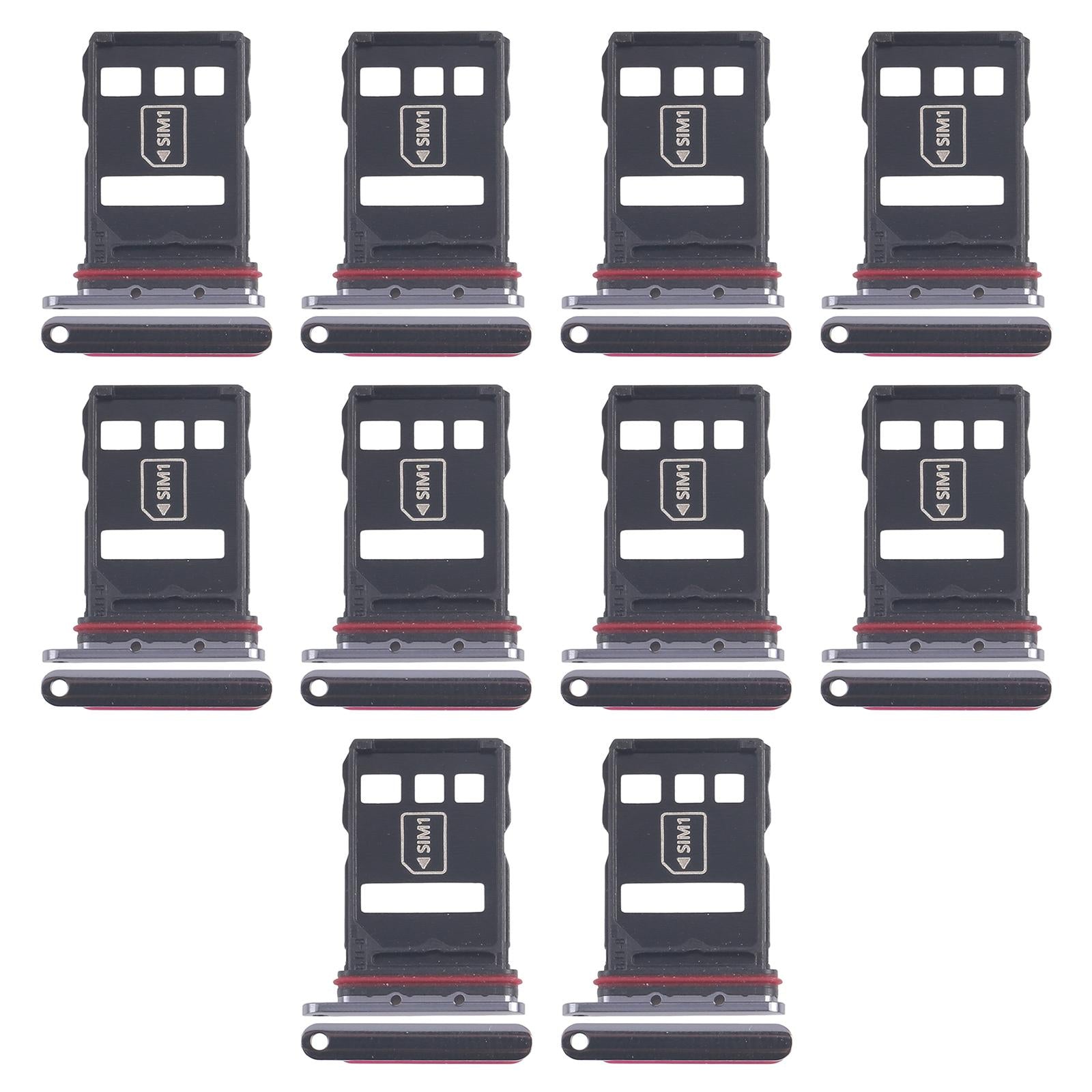 For Huawei P50 10pcs Original SIM Card Tray + NM Card Tray (Black)