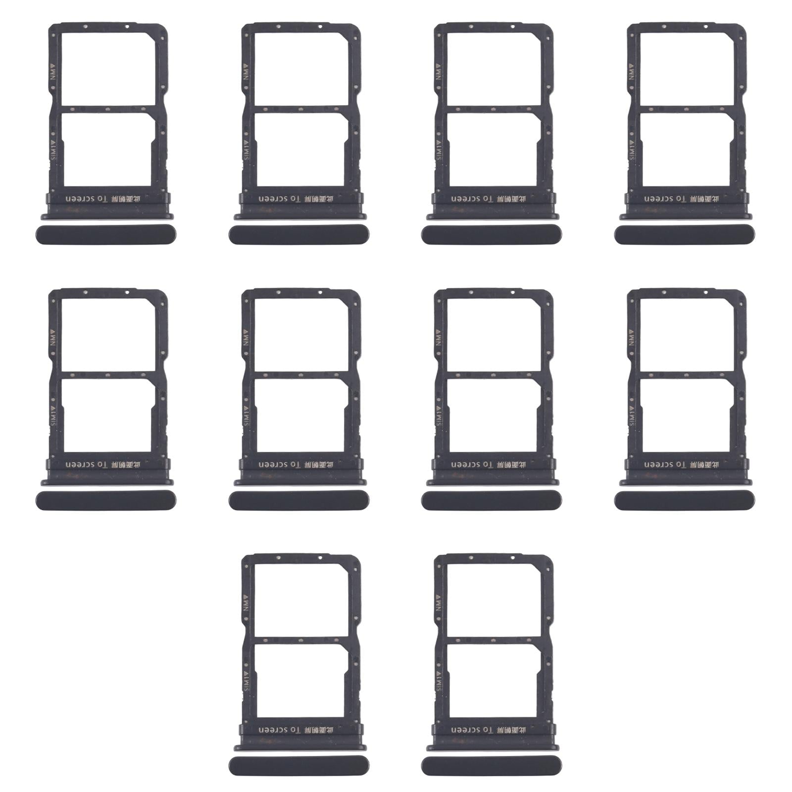 For Huawei Enjoy 20 Pro 10pcs Original SIM Card Tray + NM Card Tray (Black)