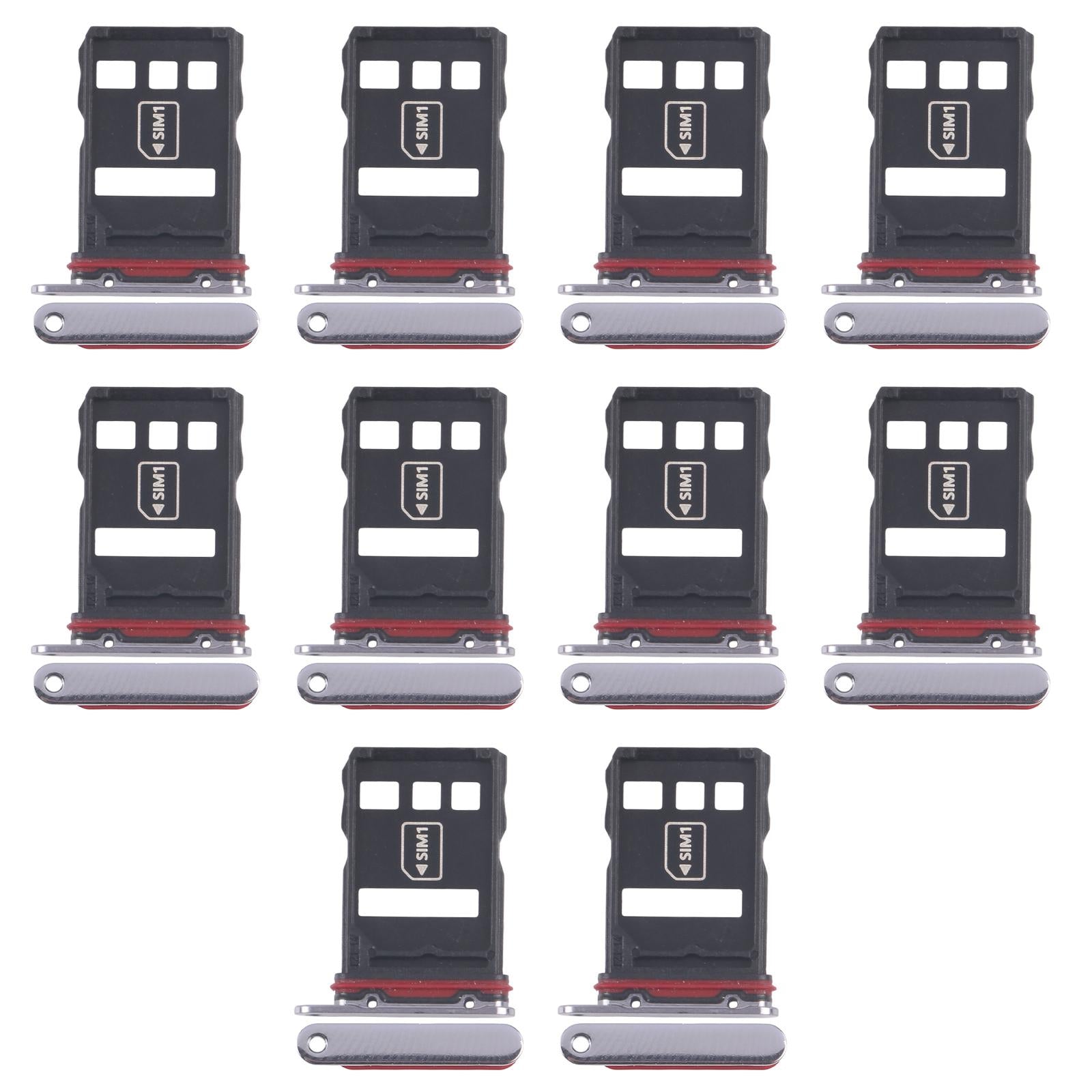 For Huawei P50 Pro 10pcs Original SIM Card Tray + NM Card Tray (Black)