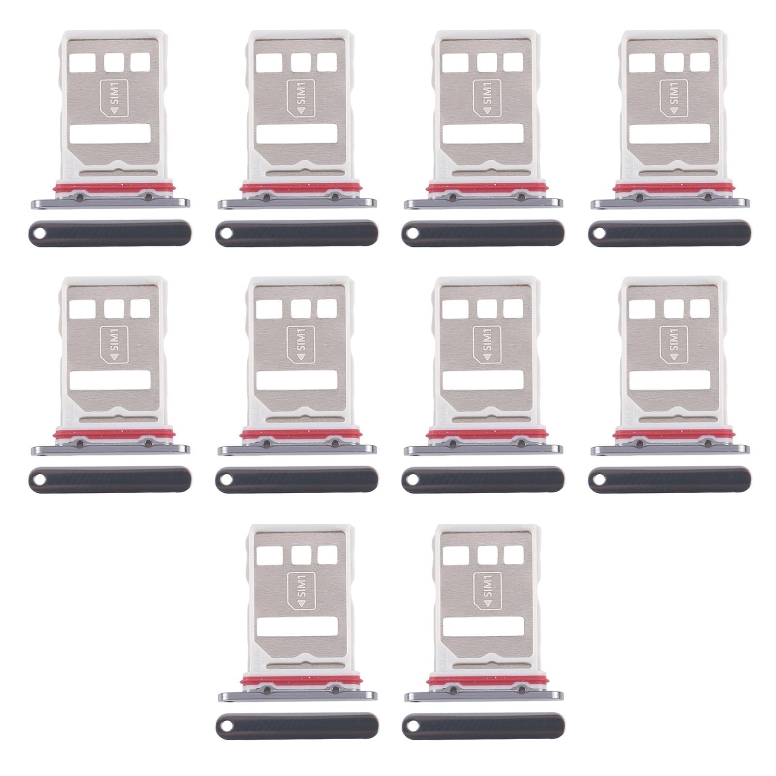 For Huawei Mate 50 10pcs Original SIM Card Tray + NM Card Tray (Black)