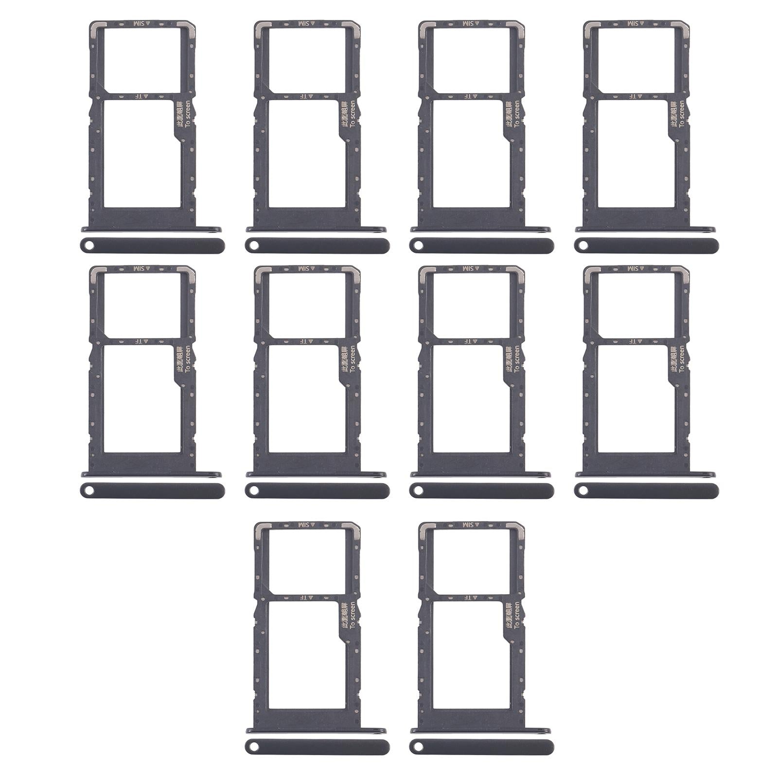 For Huawei Enjoy 60 10pcs Original SIM Card Tray + Micro SD Card Tray (Black)