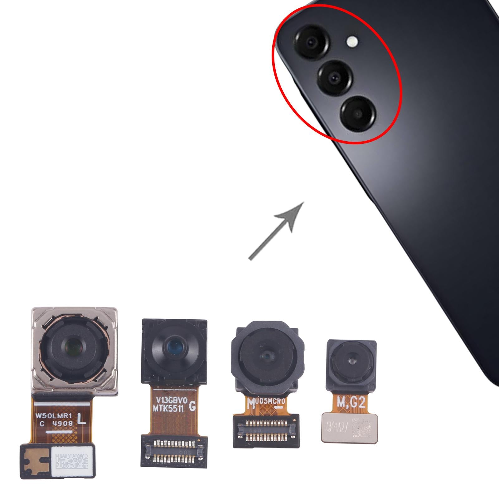 For Samsung Galaxy A16 SM-A165F Original Camera Set (Macro + Wide + Main Camera + Front Camera)