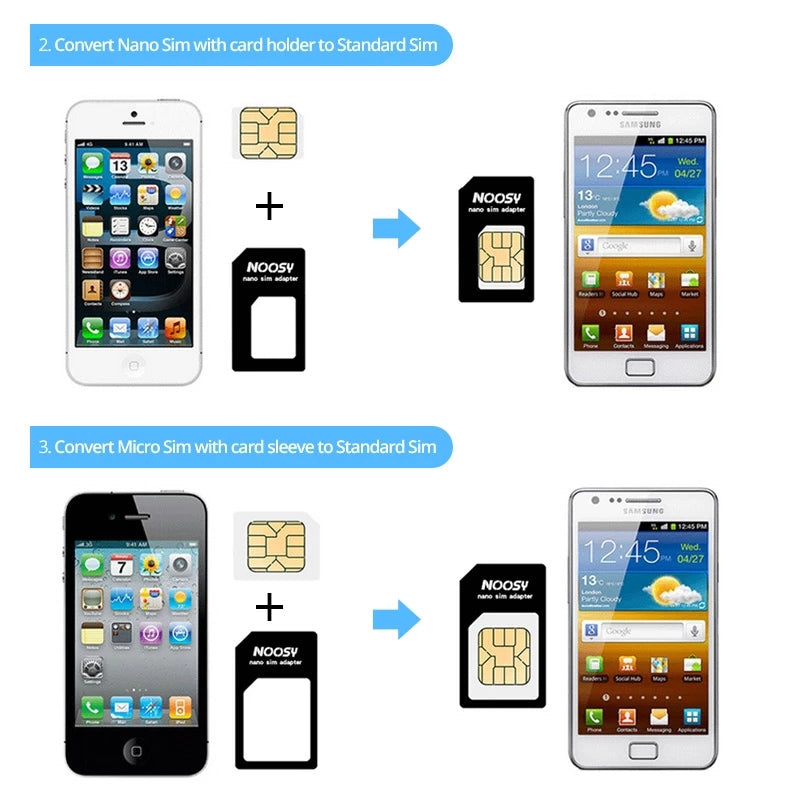 4 in 1 (Nano SIM to Micro SIM Card+ Micro SIM to Standard Card + Nano SIM to Standard Card + Sim Card Tray Holder Eject Pin Key Tool) Kit for iPhone 5 / iPhone 4 & 4S(Black)