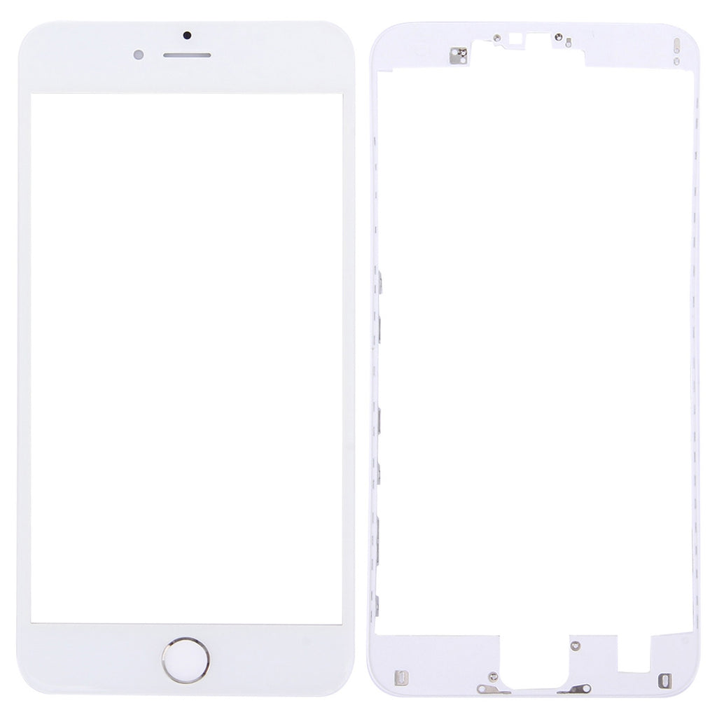 3 in 1 for iPhone 6s Plus (Front Screen Outer Glass Lens + Front Housing LCD Frame + Home Button)(Silver)