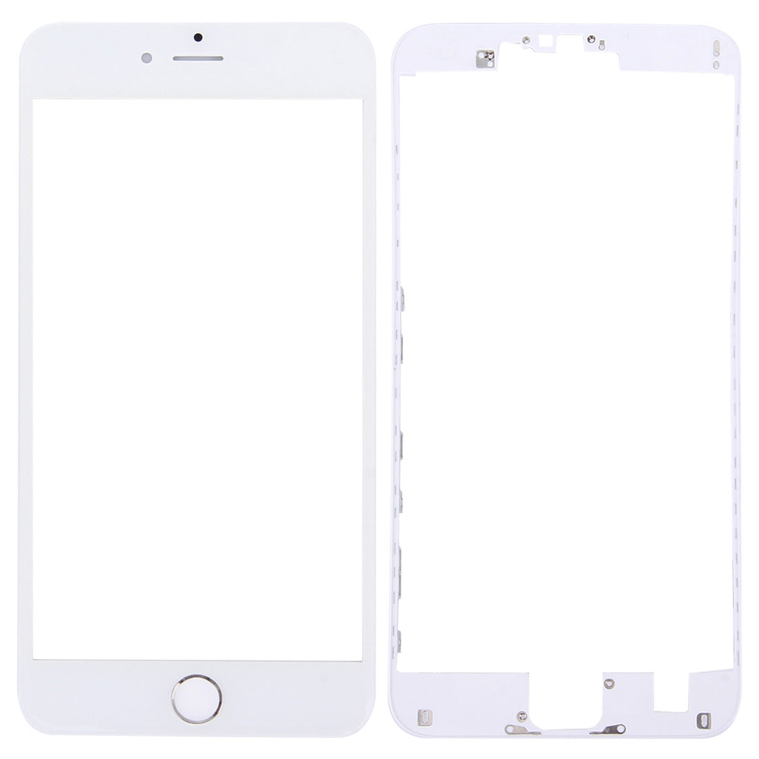 3 in 1 for iPhone 6s Plus (Front Screen Outer Glass Lens + Front Housing LCD Frame + Home Button)(Silver)