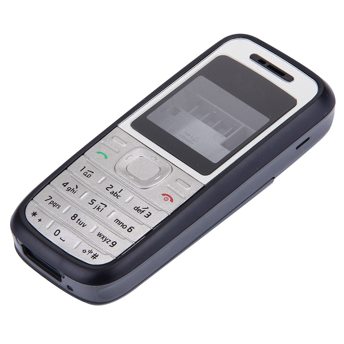 Full Housing Cover (Front Cover + Middle Frame Bezel + Battery Back Cover) for Nokia 1200 / 1208 / 1209(Black)