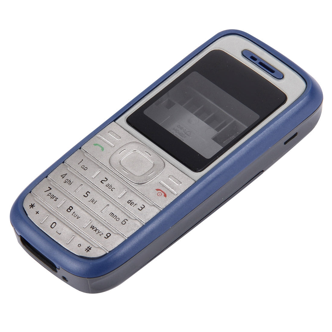 Full Housing Cover (Front Cover + Middle Frame Bezel + Battery Back Cover) for Nokia 1200 / 1208 / 1209(Blue)