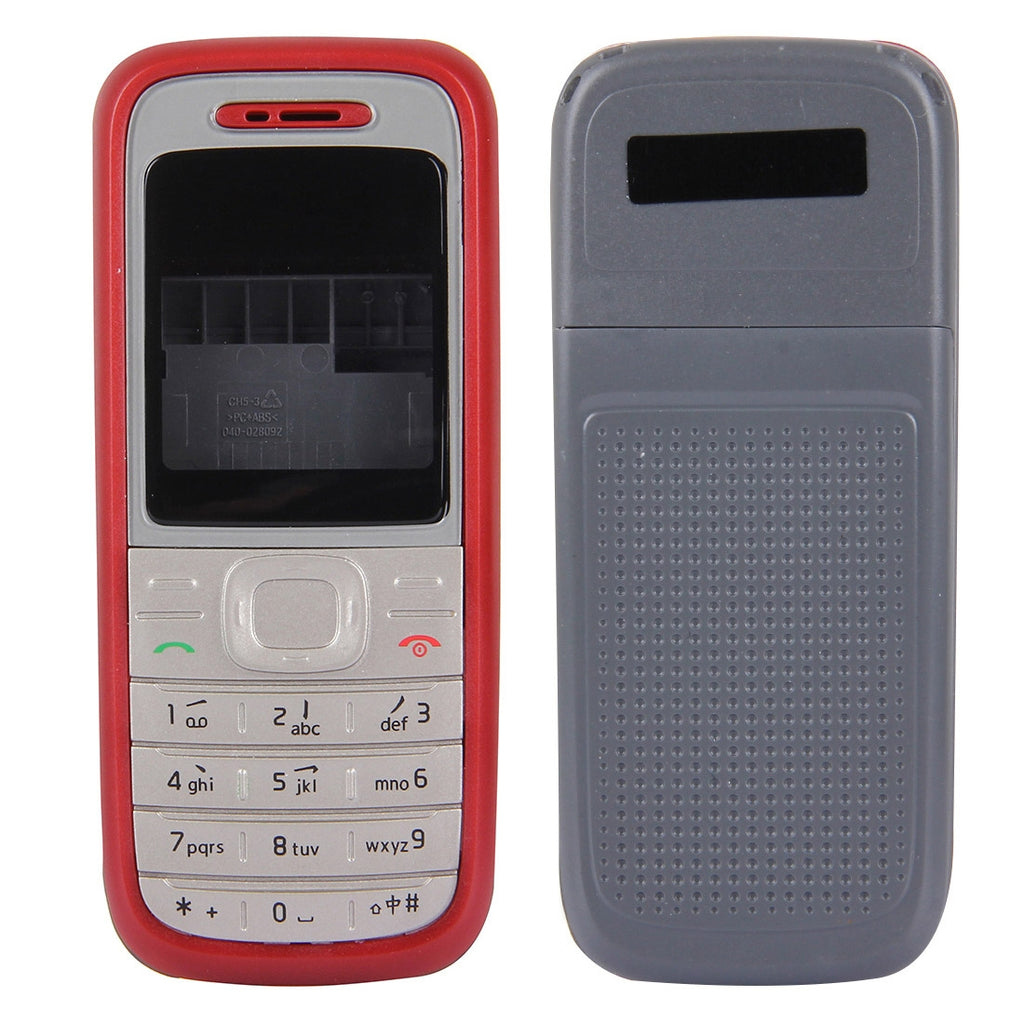 Full Housing Cover (Front Cover + Middle Frame Bezel + Battery Back Cover) for Nokia 1200 / 1208 / 1209(Red)