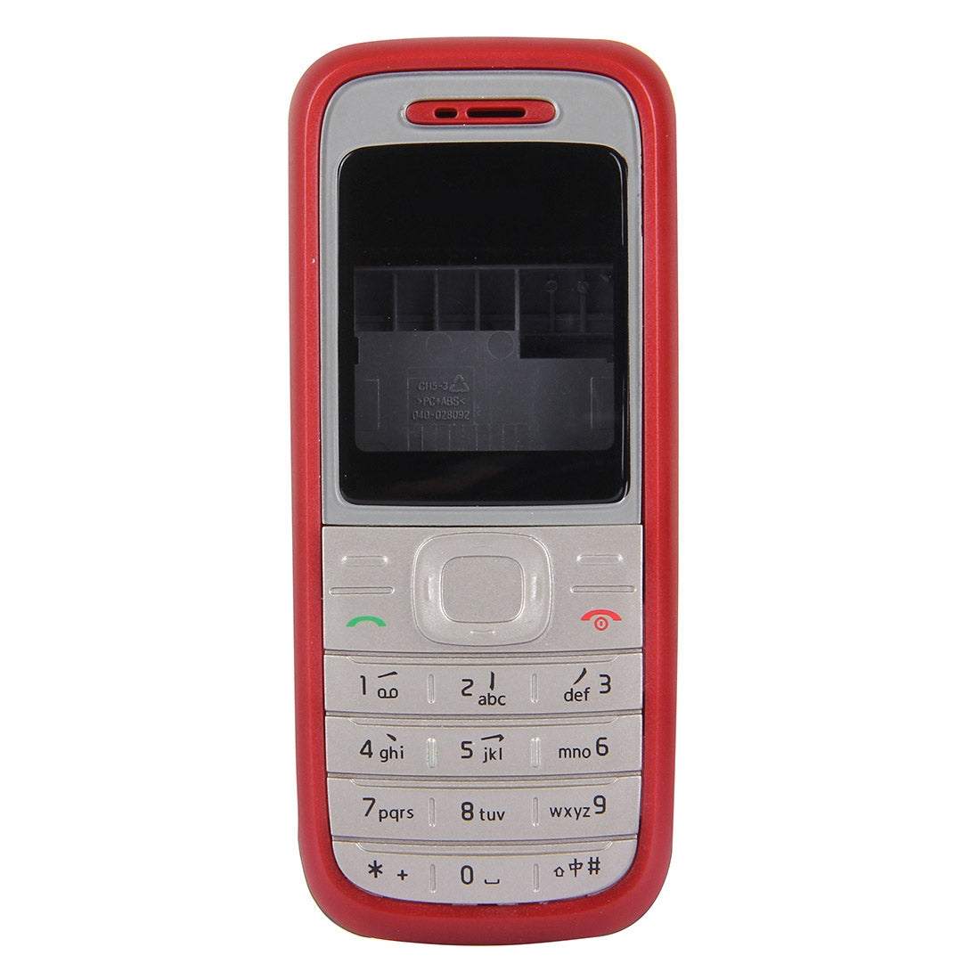 Full Housing Cover (Front Cover + Middle Frame Bezel + Battery Back Cover) for Nokia 1200 / 1208 / 1209(Red)