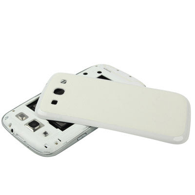 For Galaxy SIII / i9300 Litchi Texture Leather Skin  Battery Cover with White Frame (White)