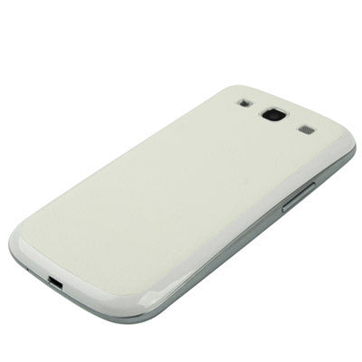 For Galaxy SIII / i9300 Litchi Texture Leather Skin  Battery Cover with White Frame (White)