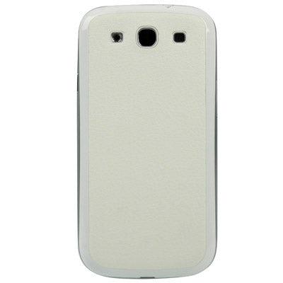 For Galaxy SIII / i9300 Litchi Texture Leather Skin  Battery Cover with White Frame (White)
