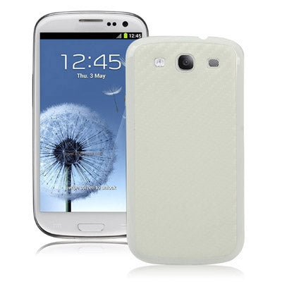 For Galaxy SIII / i9300 Carbon Fiber Skin  Battery Cover with White Frame (White)
