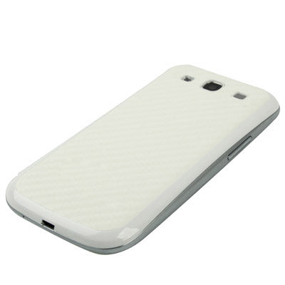 For Galaxy SIII / i9300 Carbon Fiber Skin  Battery Cover with White Frame (White)