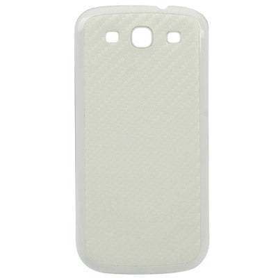 For Galaxy SIII / i9300 Carbon Fiber Skin  Battery Cover with White Frame (White)