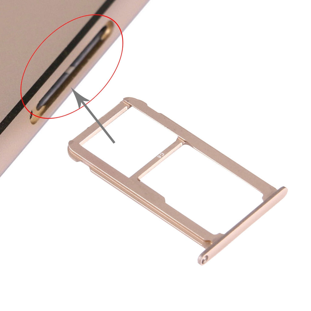 For Huawei Honor V8 Nano SIM + Micro SD / Nano SIM Card Tray(Gold)