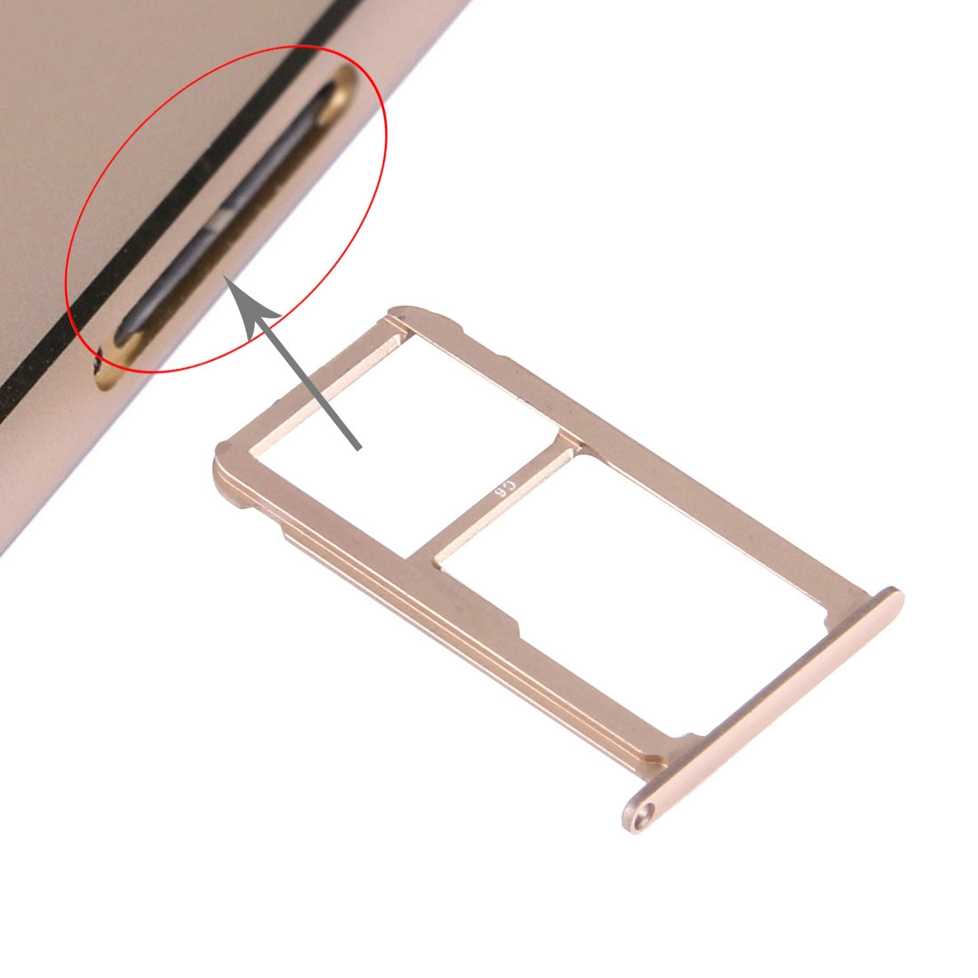 For Huawei Honor V8 Nano SIM + Micro SD / Nano SIM Card Tray(Gold)