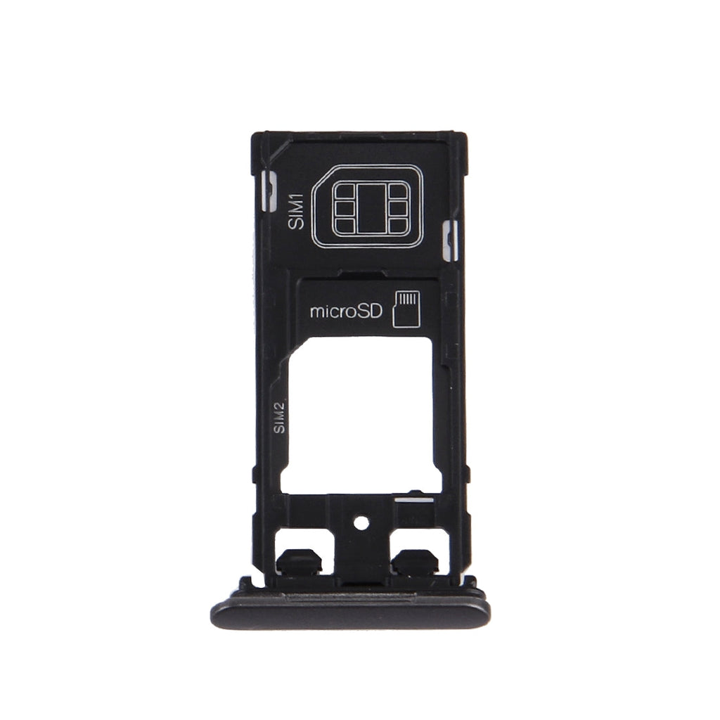 SIM Card Tray + Micro SD / SIM Card Tray + Card Slot Port Dust Plug for Sony Xperia X (Dual SIM Version)(Graphite Black)