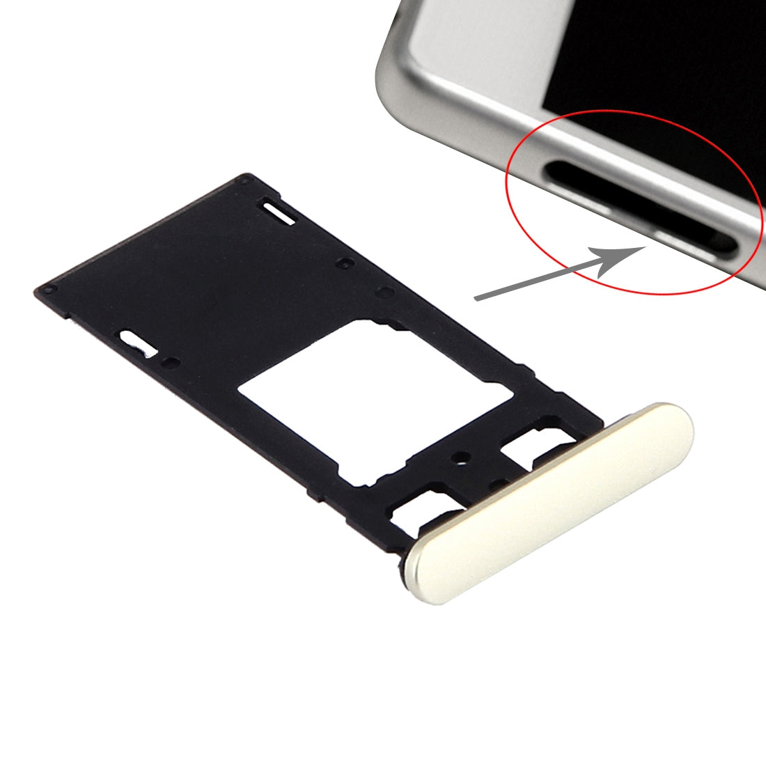 SIM Card Tray + Micro SD / SIM Card Tray + Card Slot Port Dust Plug for Sony Xperia X (Dual SIM Version)(Lime Gold)