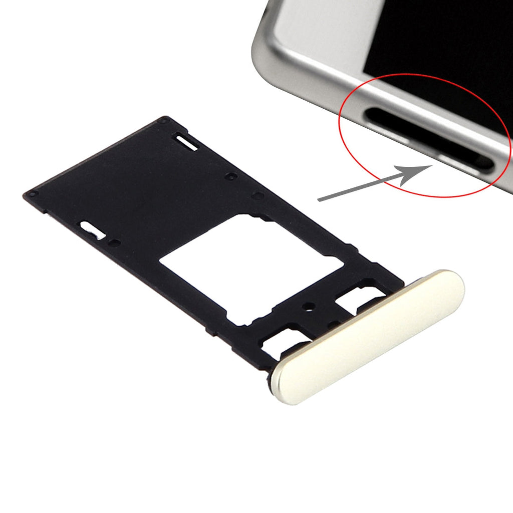 SIM Card Tray + Micro SD / SIM Card Tray + Card Slot Port Dust Plug for Sony Xperia X (Dual SIM Version)(Lime Gold)