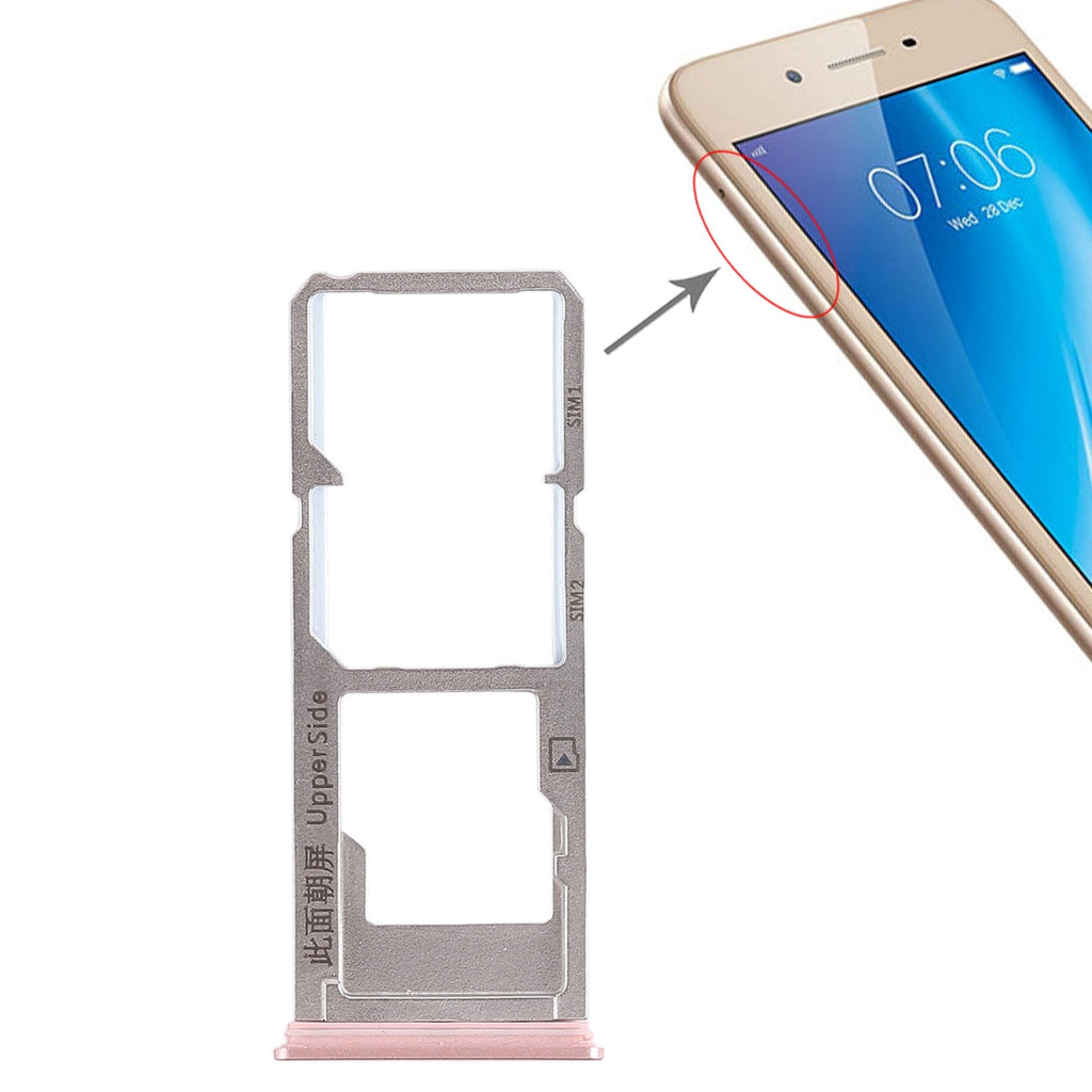 For Vivo Y53 2 x SIM Card Tray + Micro SD Card Tray (Rose Gold)