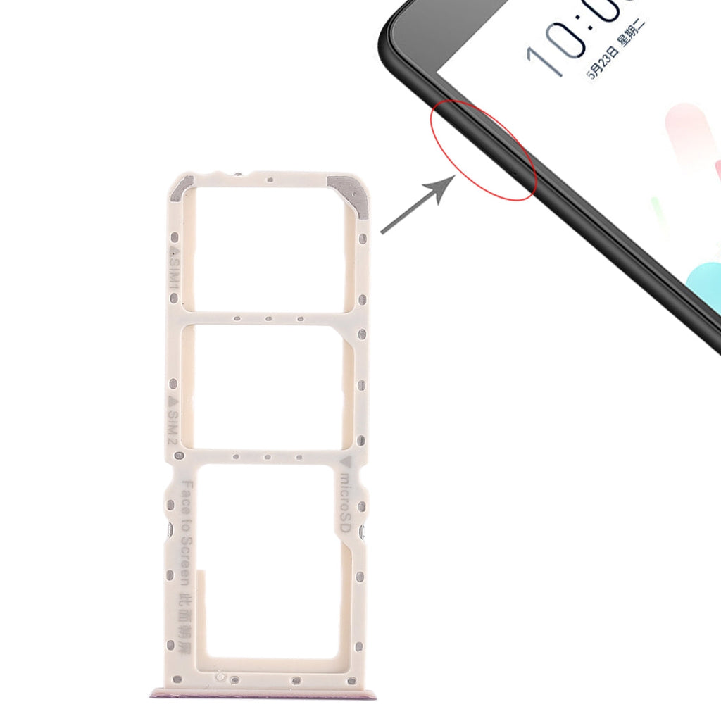 For OPPO A5 / A3s 2 x SIM Card Tray + Micro SD Card Tray (Purple)