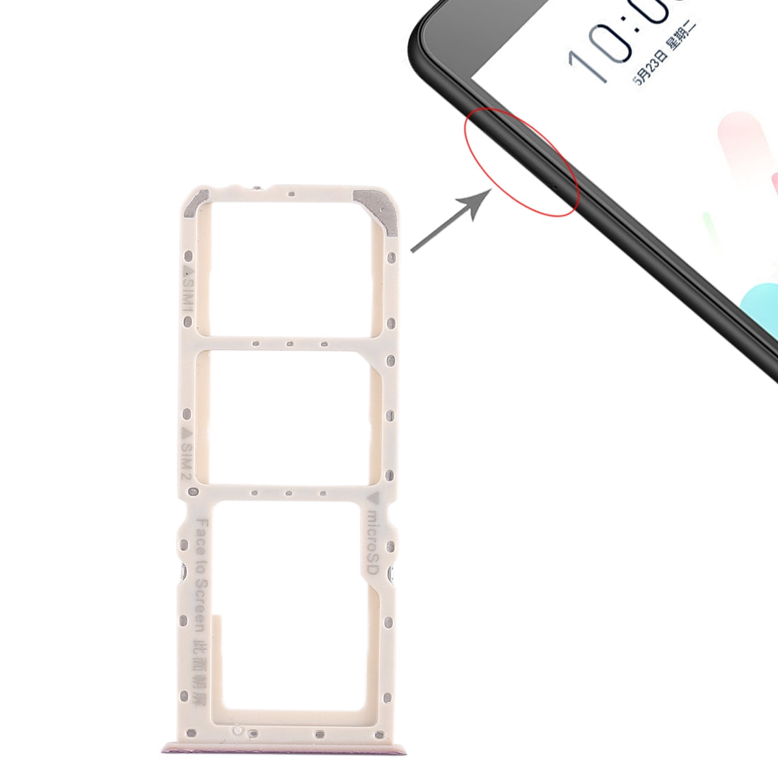 For OPPO A5 / A3s 2 x SIM Card Tray + Micro SD Card Tray (Purple)