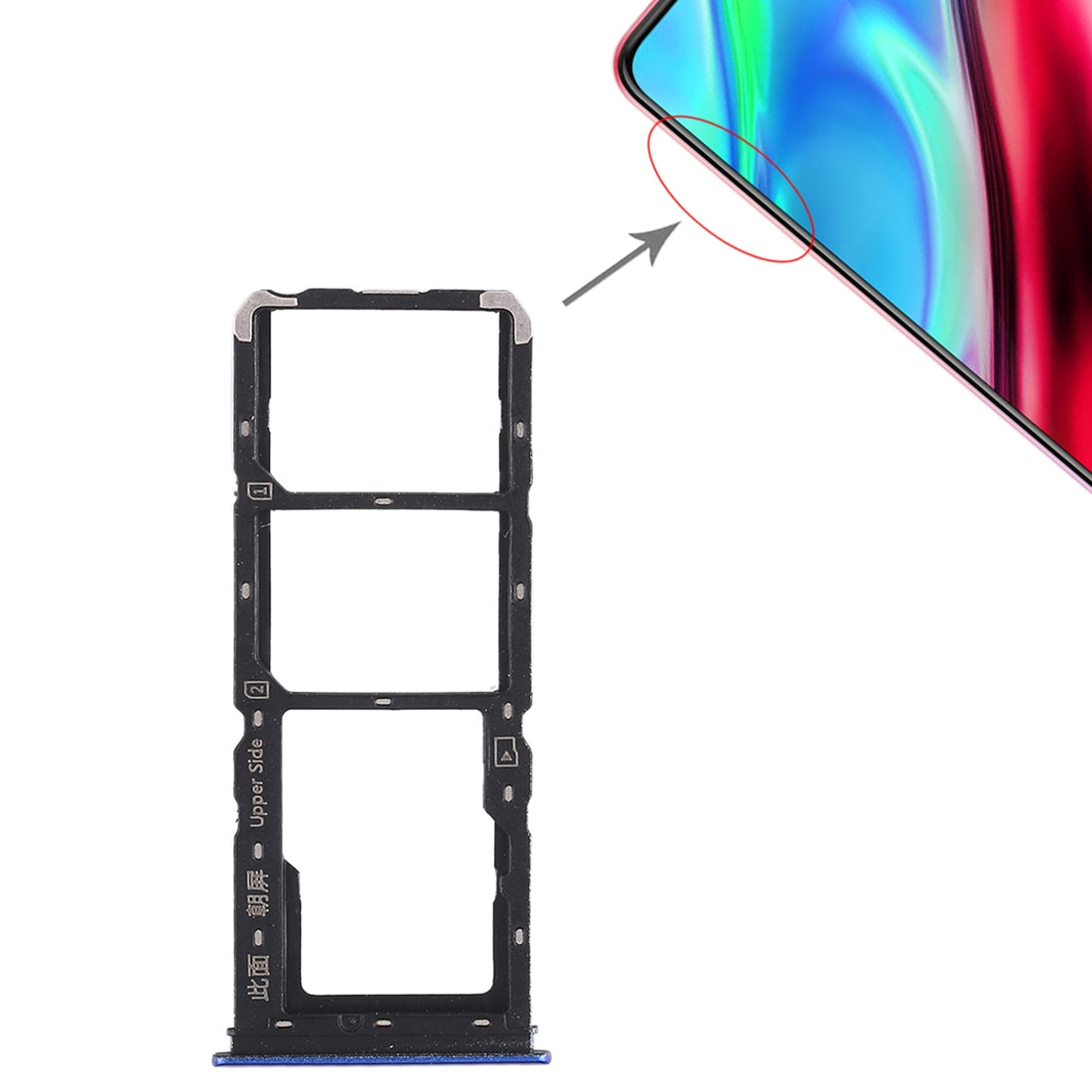 For Vivo Y93 2 x SIM Card Tray + Micro SD Card Tray (Blue)