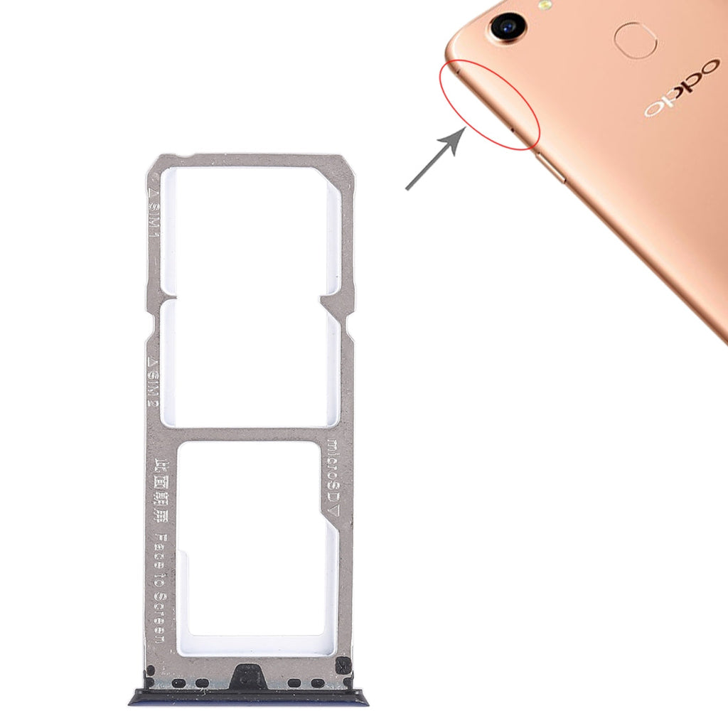 For OPPO A79 2 x SIM Card Tray + Micro SD Card Tray (Blue)