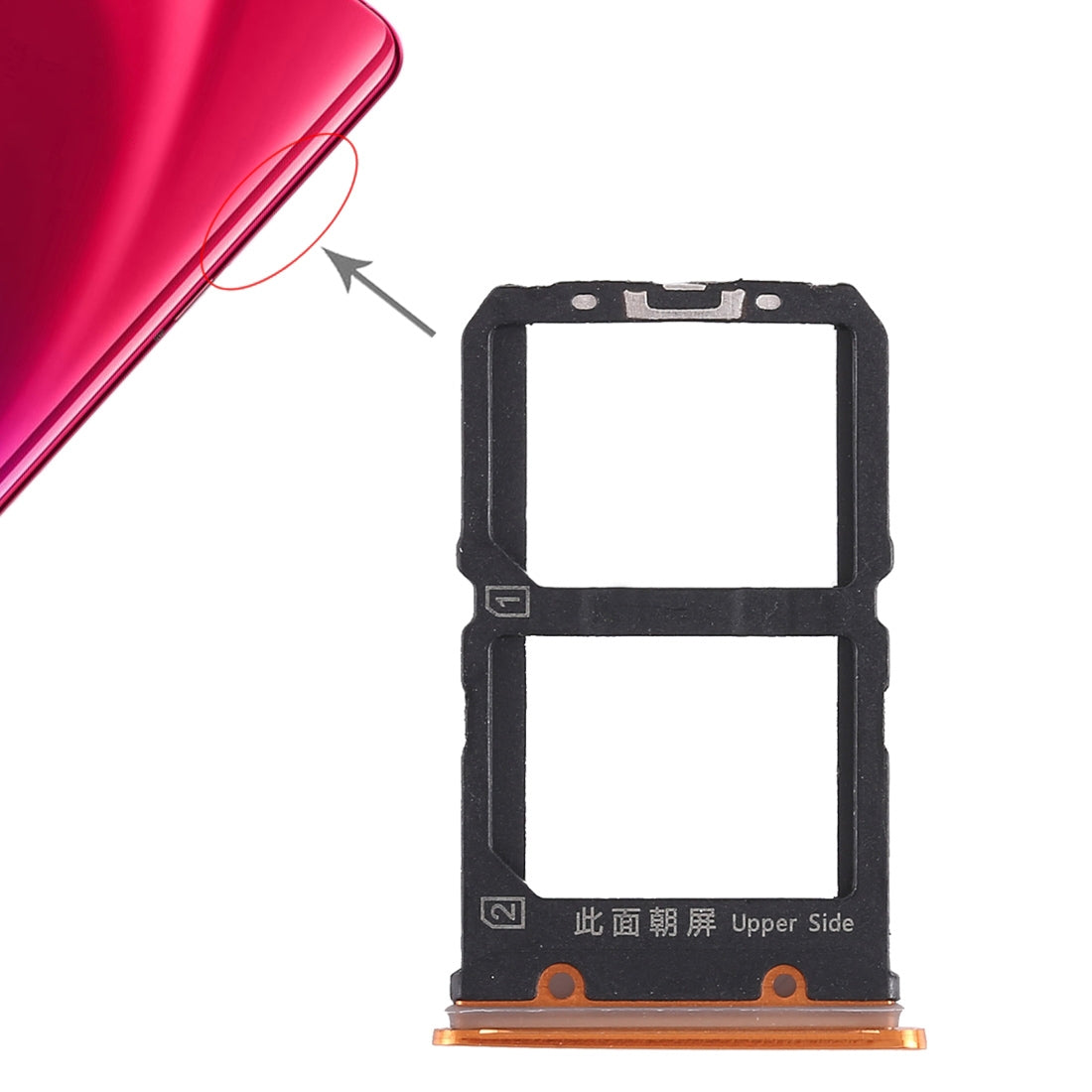 For Vivo X23 2 x SIM Card Tray (Orange)