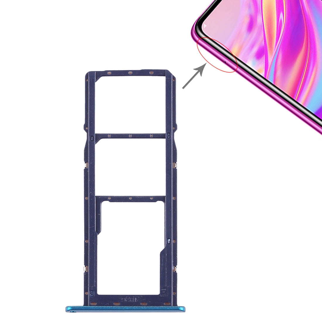 2 x SIM Card Tray / Micro SD Card Tray for Huawei Enjoy 9 (Blue)