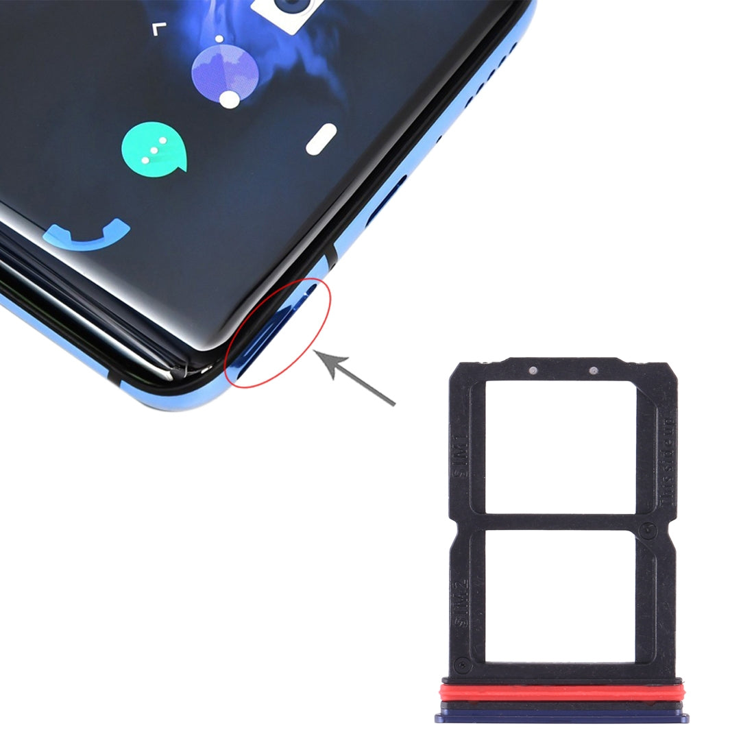 For OnePlus 7 SIM Card Tray + SIM Card Tray (Blue)