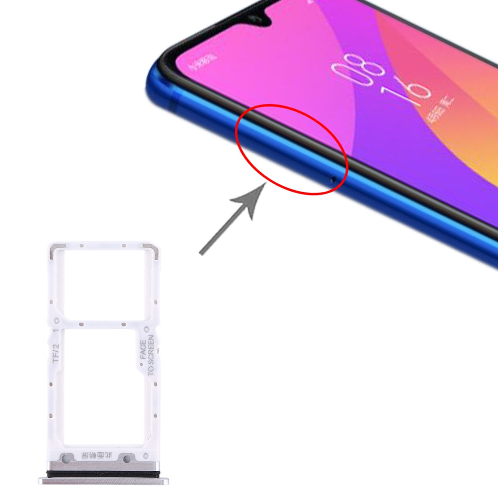 SIM Card Tray + SIM Card Tray / Micro SD Card Tray for Xiaomi Mi CC9 (Silver)