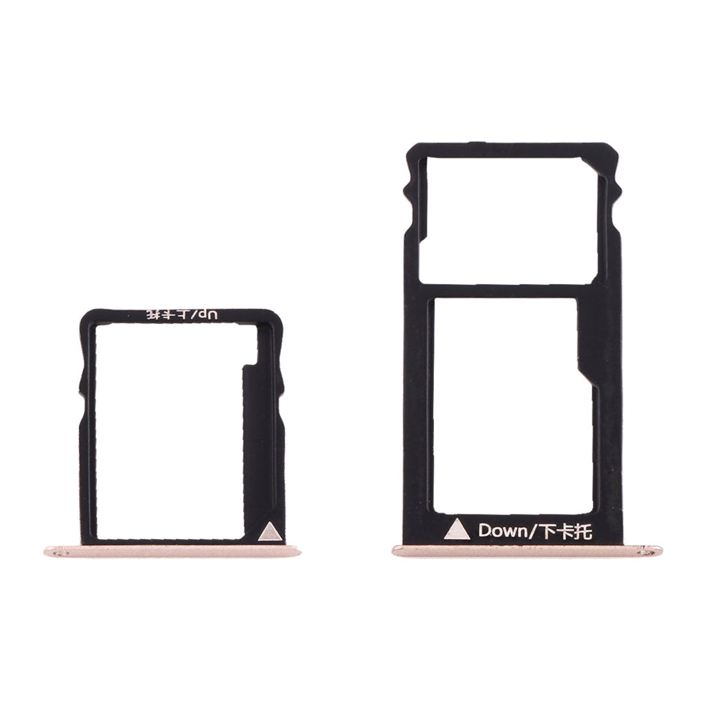 For Huawei Honor 5X / GR5 Micro SIM Card Tray + Nano SIM & Micro SD Card Tray(Gold)