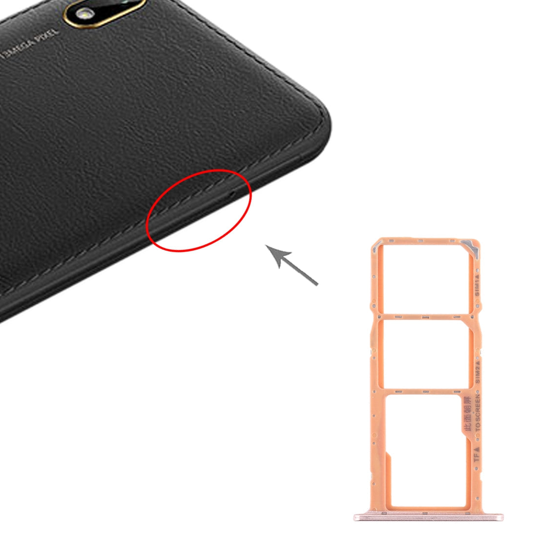 SIM Card Tray + SIM Card Tray + Micro SD Card Tray for Huawei Y5 (2019) (Gold)