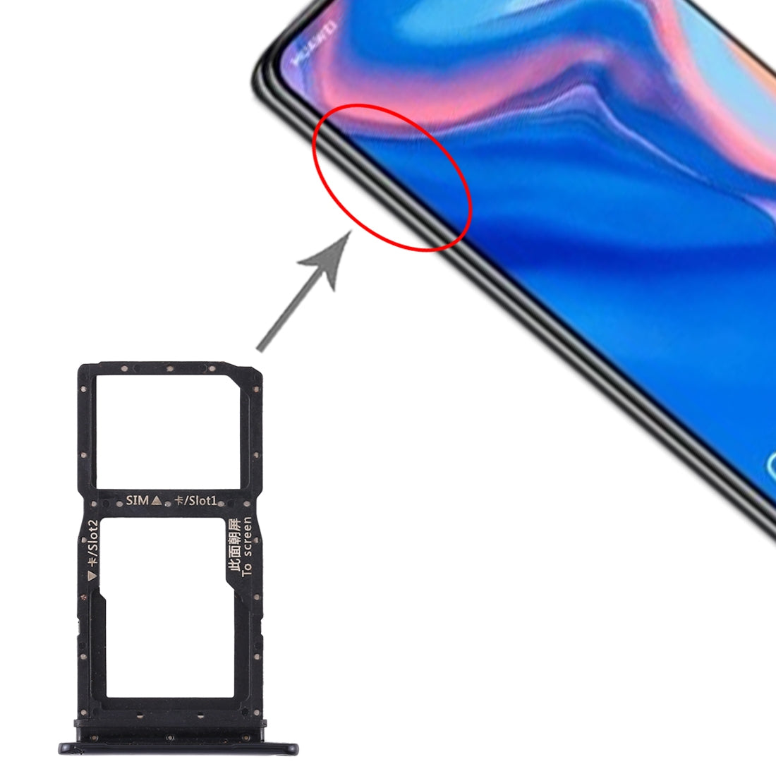 SIM Card Tray + SIM Card Tray / Micro SD Card Tray for Huawei P Smart Z / Y9 Prime (2019) (Black)