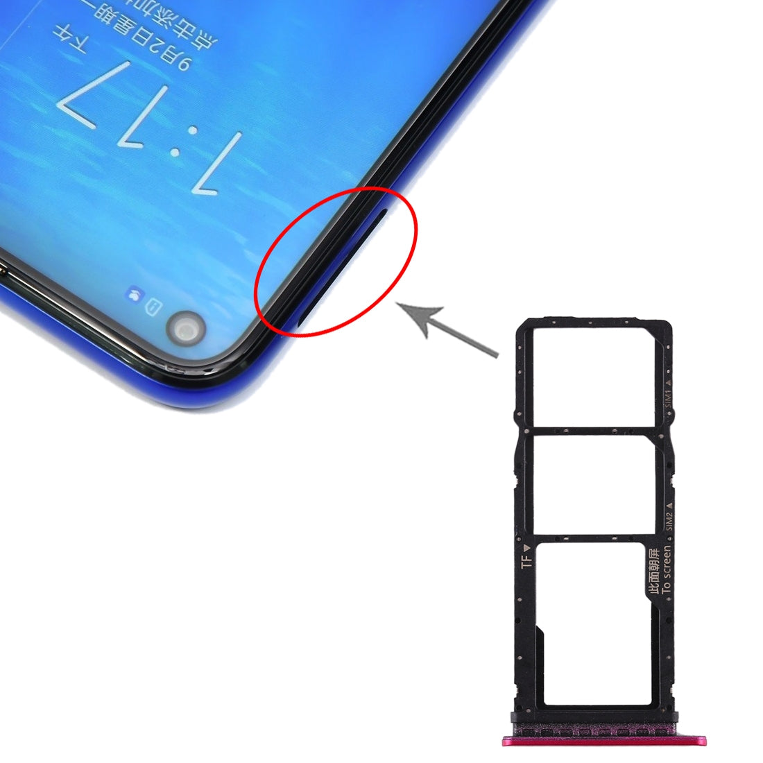 SIM Card Tray + SIM Card Tray + Micro SD Card Tray for Huawei Honor Play 3 (Red)