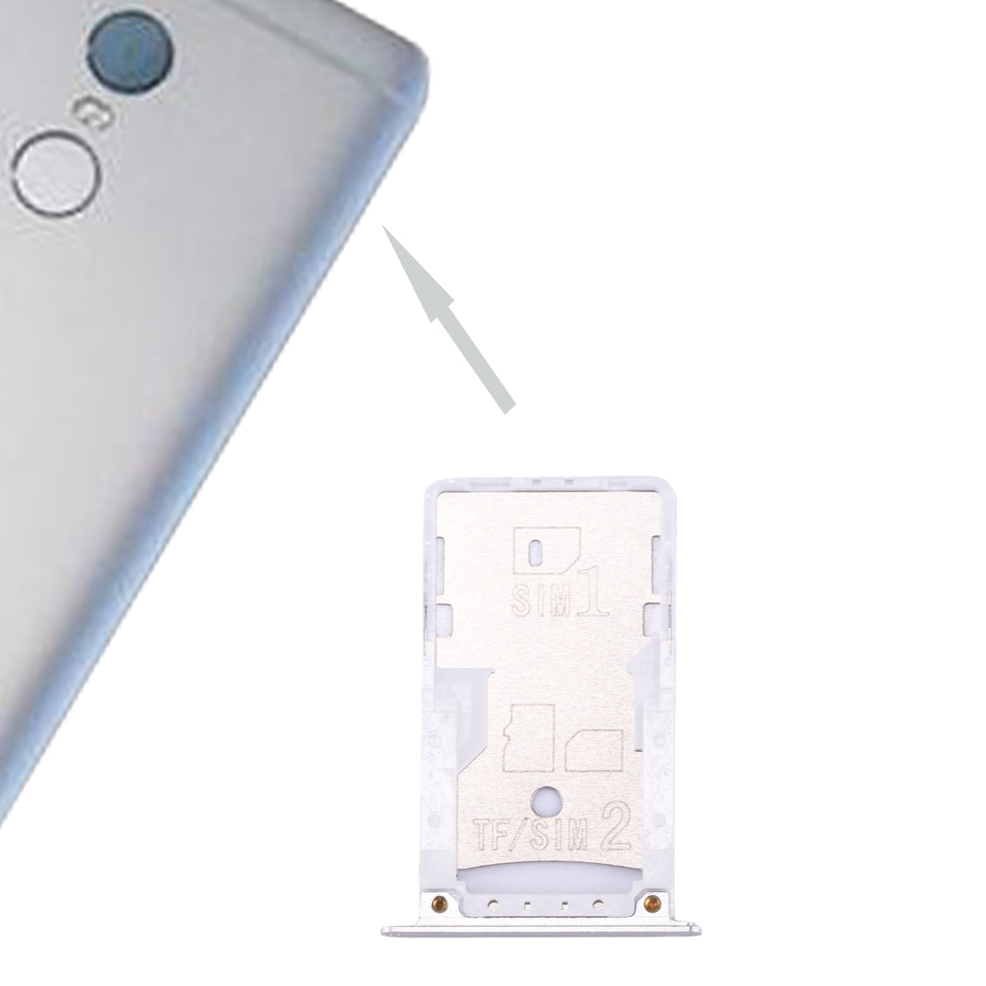 For Xiaomi Redmi Note 4 SIM & SIM / TF Card Tray(Silver)