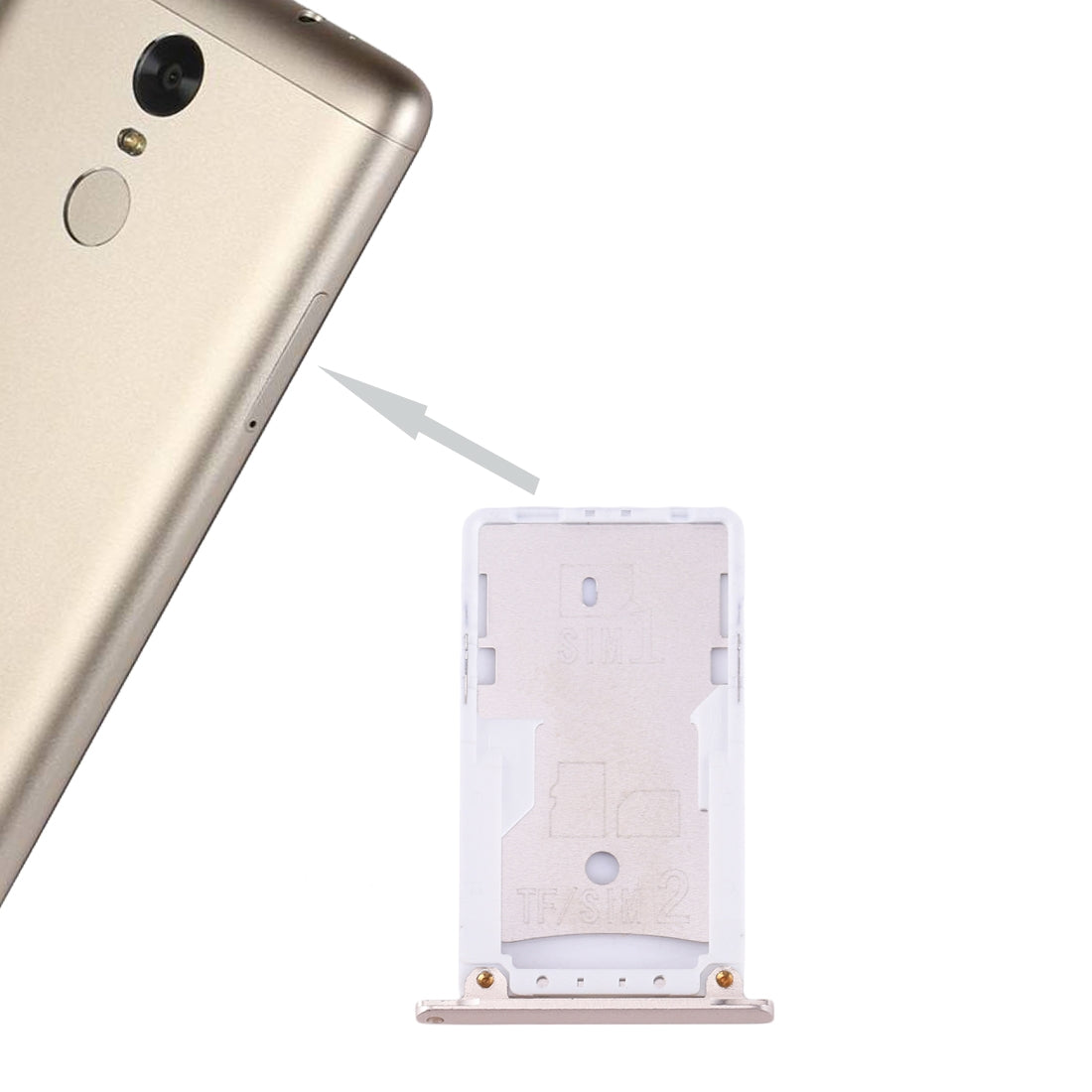 For Xiaomi Redmi Note 3 (Qualcomm Version) SIM & SIM / TF Card Tray(Gold)