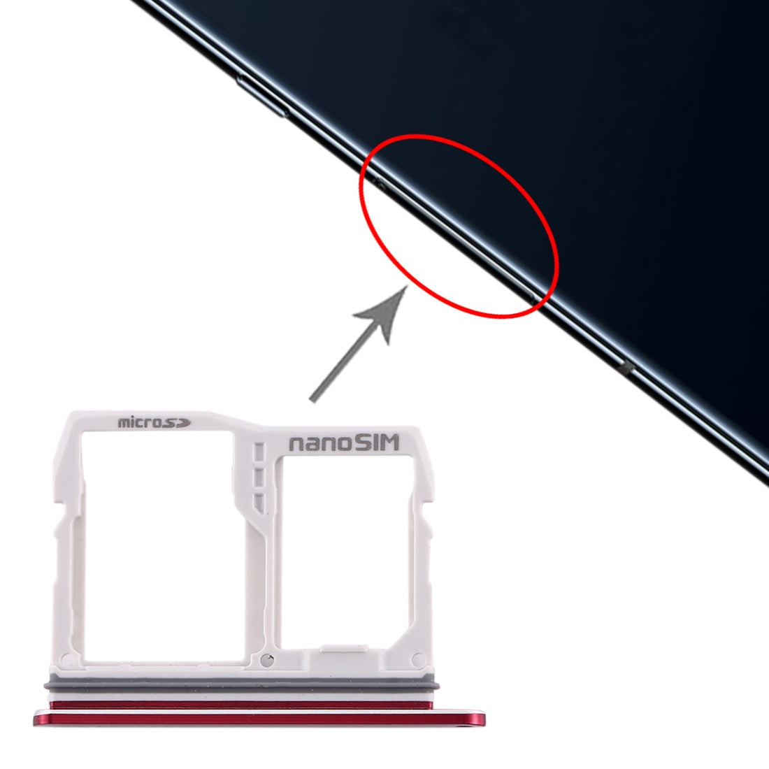 SIM Card Tray + Micro SD Card Tray for LG V40 ThinQ (Red)