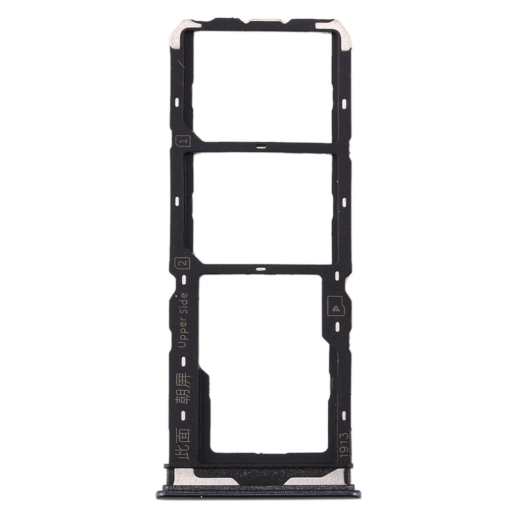 For Vivo Y7s SIM Card Tray + SIM Card Tray + Micro SD Card Tray (Black)