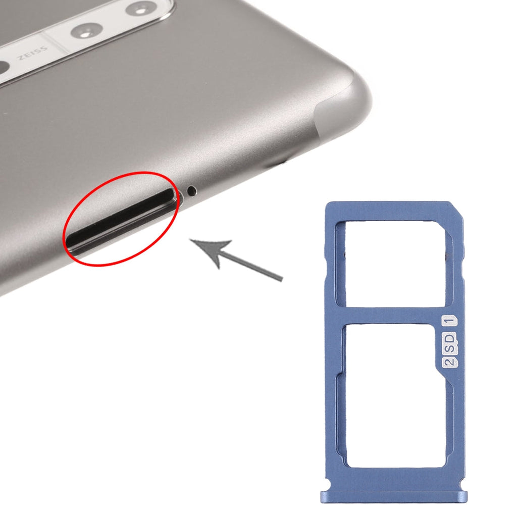 SIM Card Tray + SIM Card Tray / Micro SD Card Tray for Nokia 8 / N8 TA-1012 TA-1004 TA-1052 (Blue)