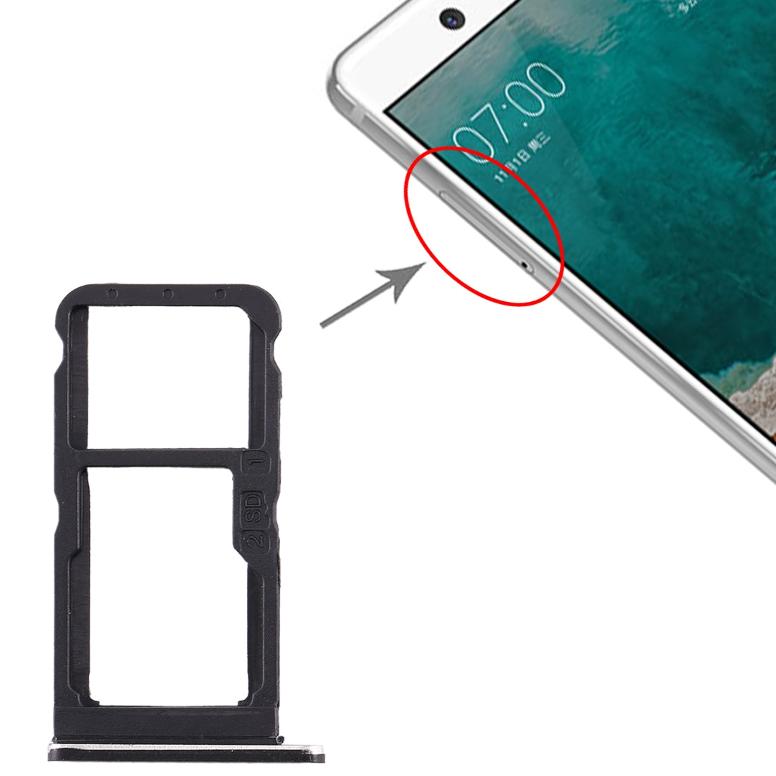 SIM Card Tray + SIM Card Tray / Micro SD Card Tray for Nokia 7 TA-1041 (Black)