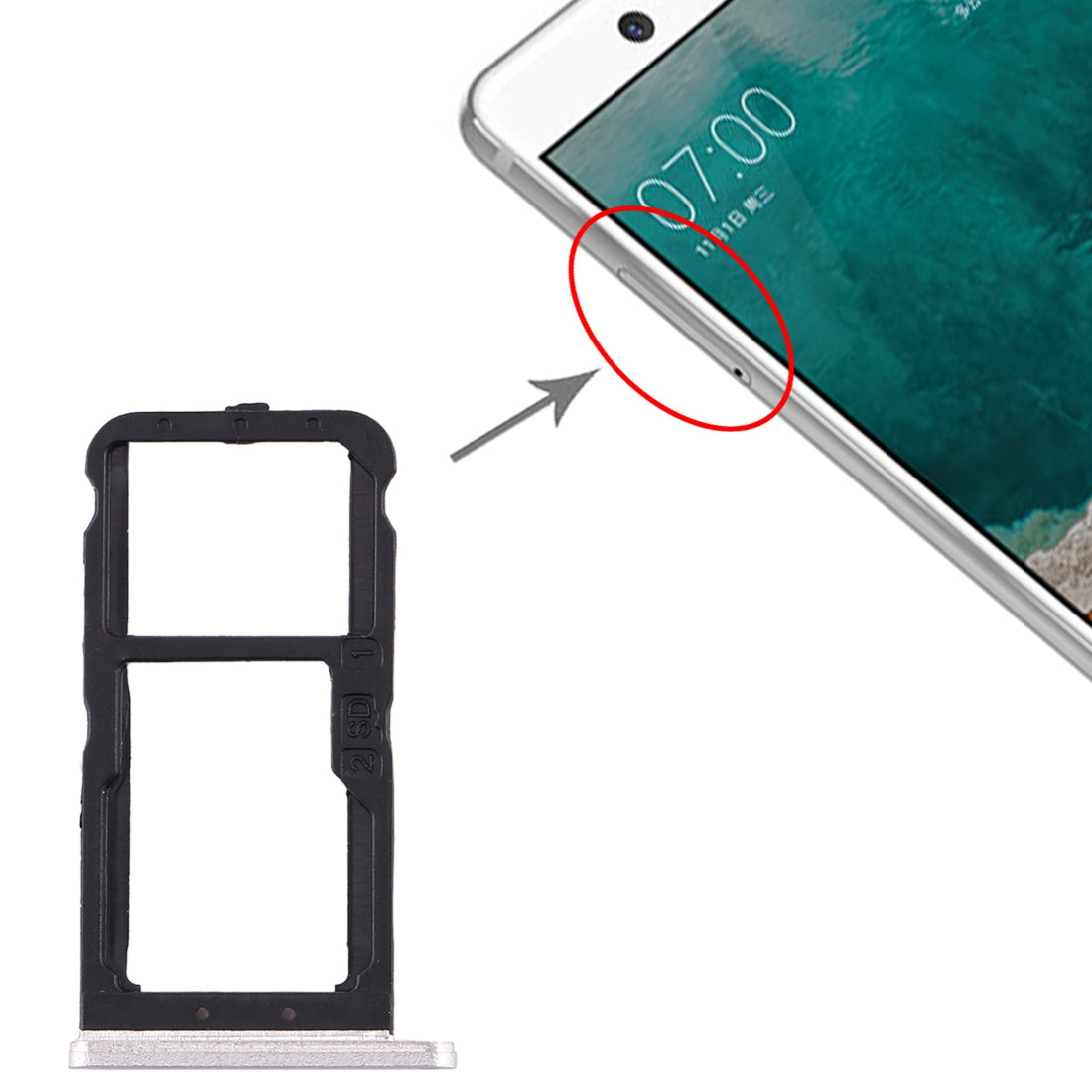 SIM Card Tray + SIM Card Tray / Micro SD Card Tray for Nokia 7 TA-1041 (White)